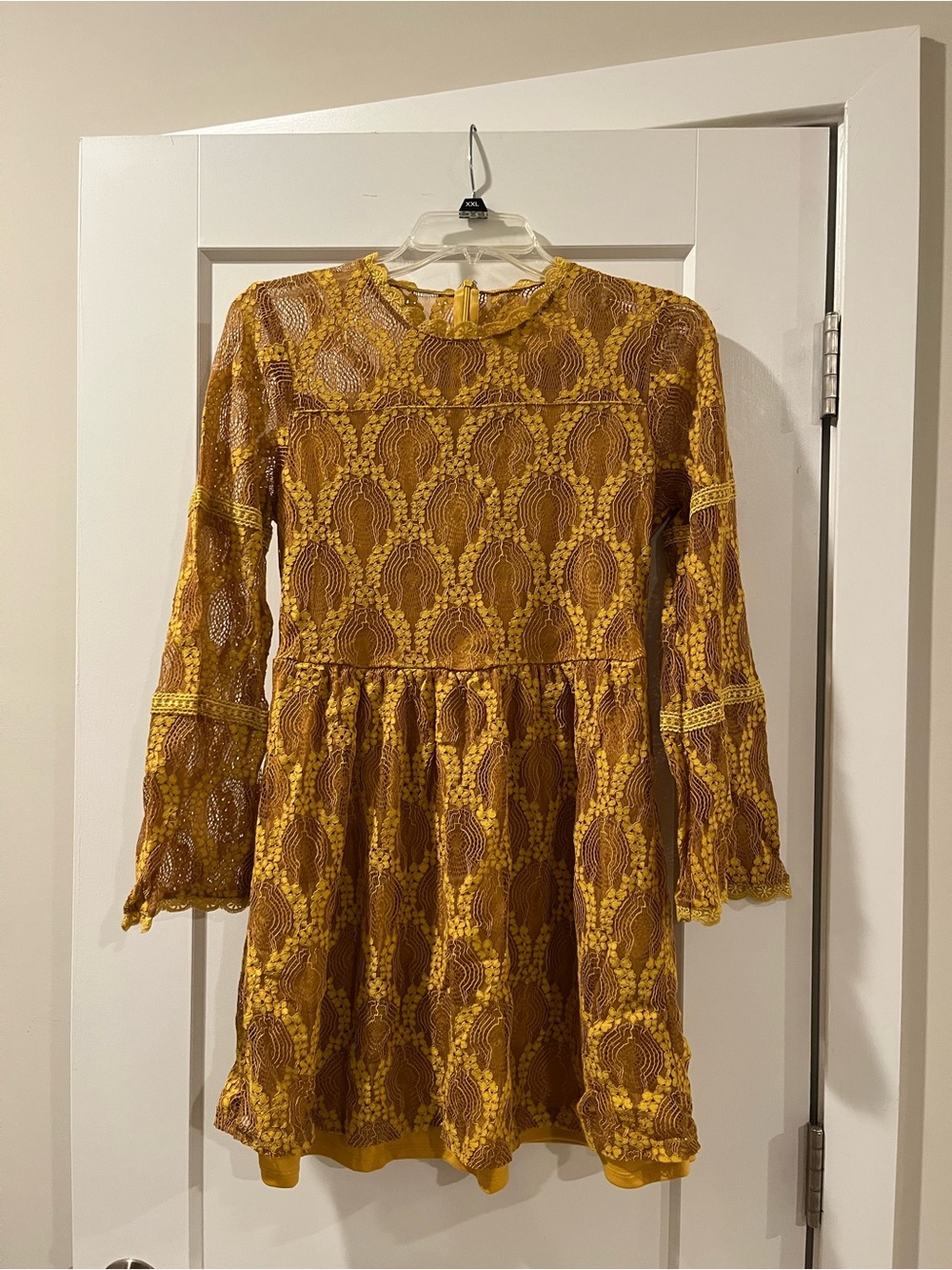 Boho Lace Long-Sleeve Mini Dress